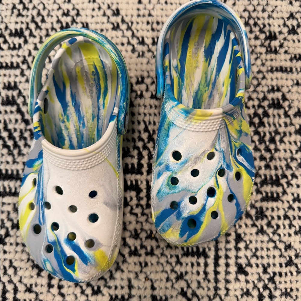 Crocs Kids' Blue and Yellow Clogs